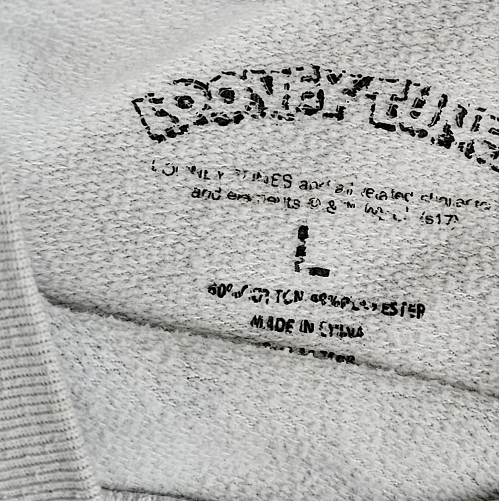 Looney Tunes Unisex Large Tie Dye Blue Gray Cotton Graphic Pullover Iconic Y2K - Picture 4 of 6